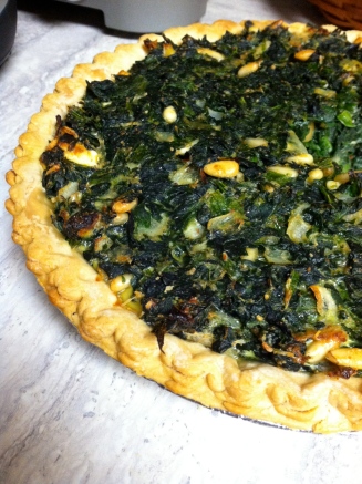Spinach, feta, and pine nut pie.