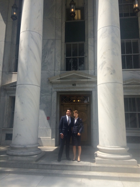 Visiting the Supreme Court to see oral arguments with a fellow intern.
